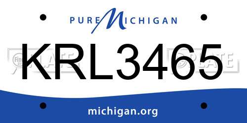 KRL3465 Michigan License Plate