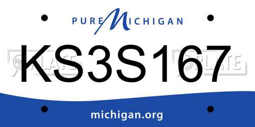 KS3S167 Michigan License Plate