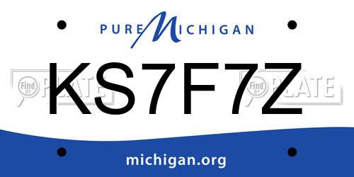 KS7F7Z Michigan License Plate