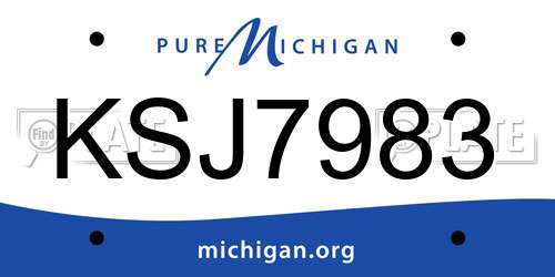 KSJ7983 Michigan License Plate