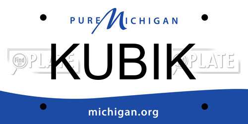 KUBIK Michigan License Plate