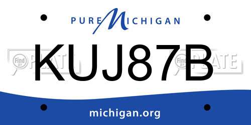KUJ87B Michigan License Plate