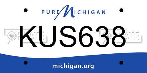 KUS638 Michigan License Plate