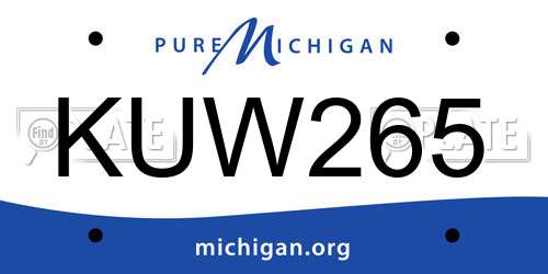 KUW265 Michigan License Plate