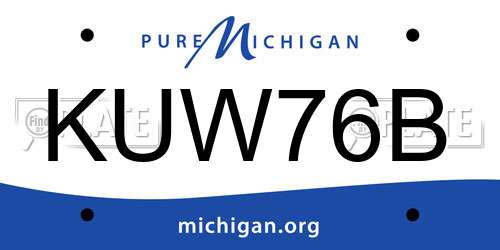 KUW76B Michigan License Plate