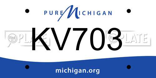 KV703 Michigan License Plate