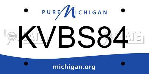 KVBS84 Michigan License Plate
