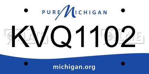 KVQ1102 Michigan License Plate