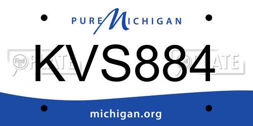 KVS884 Michigan License Plate