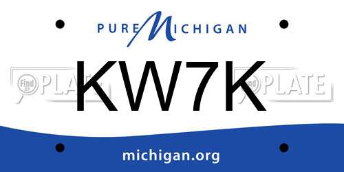 KW7K Michigan License Plate