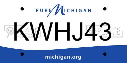 KWHJ43 Michigan License Plate