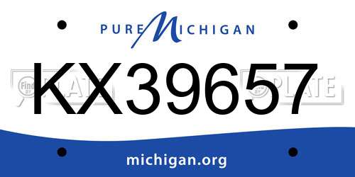 KX39657 Michigan License Plate