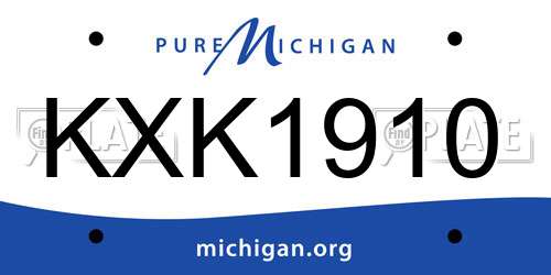 KXK1910 Michigan License Plate