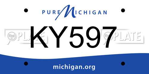 KY597 Michigan License Plate