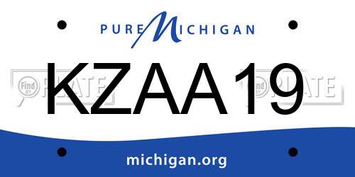 KZAA19 Michigan License Plate