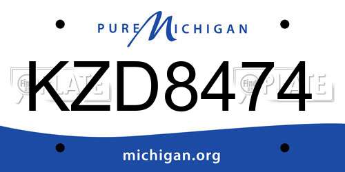 KZD8474 Michigan License Plate