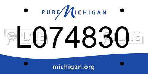 L074830 Michigan License Plate