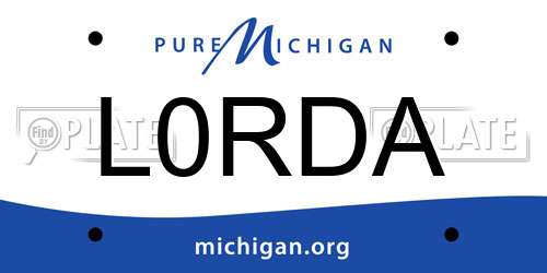 L0RDA Michigan License Plate