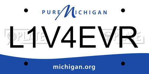 L1V4EVR Michigan License Plate