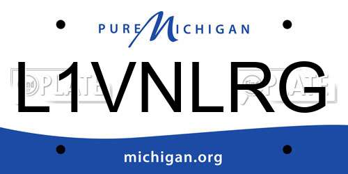 L1VNLRG Michigan License Plate