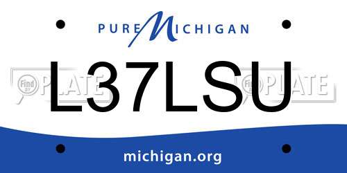 L37LSU Michigan License Plate
