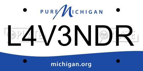 L4V3NDR Michigan License Plate