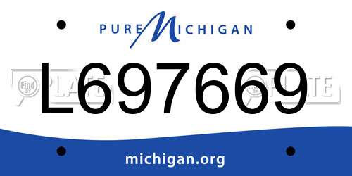 L697669 Michigan License Plate