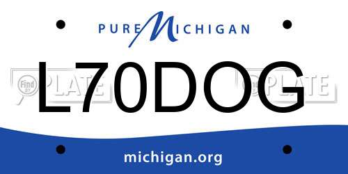 L70DOG Michigan License Plate