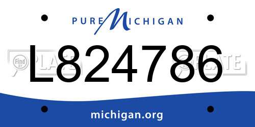 L824786 Michigan License Plate
