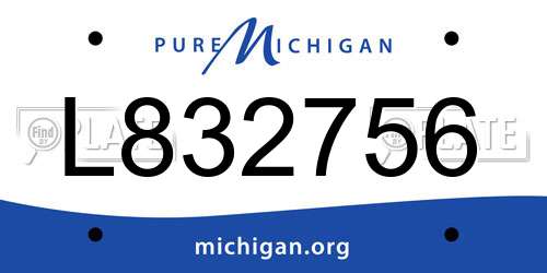 L832756 Michigan License Plate
