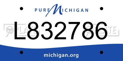 L832786 Michigan License Plate