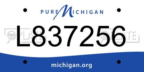 L837256 Michigan License Plate