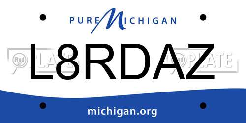 L8RDAZ Michigan License Plate