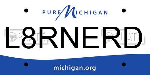 L8RNERD Michigan License Plate
