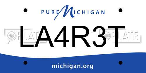 LA4R3T Michigan License Plate