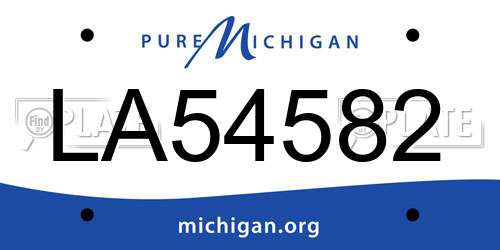 LA54582 Michigan License Plate