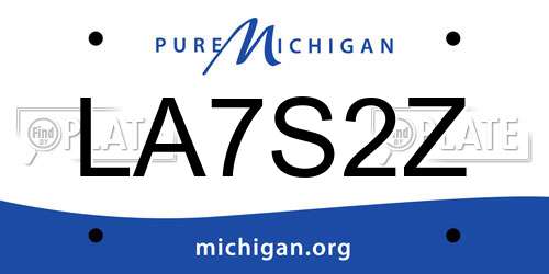 LA7S2Z Michigan License Plate
