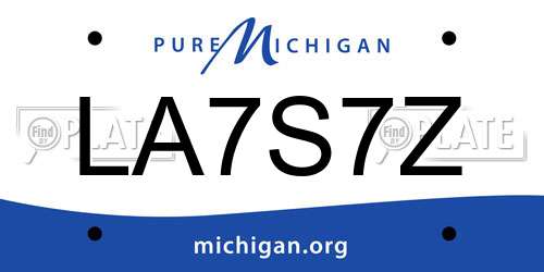 LA7S7Z Michigan License Plate
