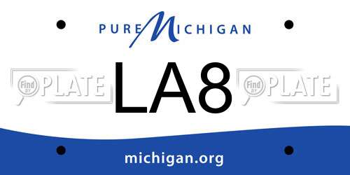 LA8 Michigan License Plate