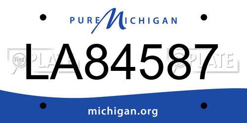 LA84587 Michigan License Plate