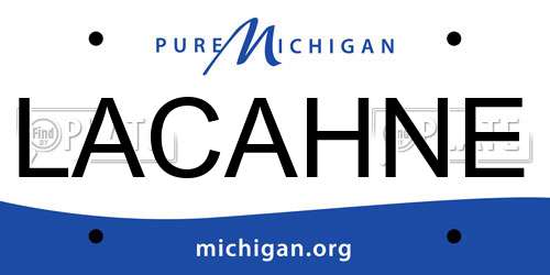 LACAHNE Michigan License Plate