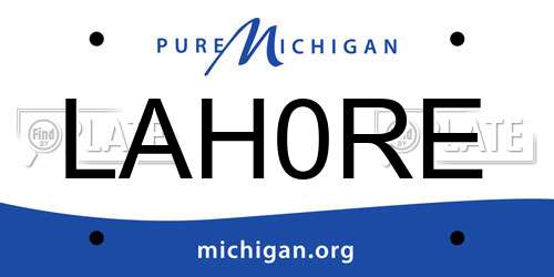 LAH0RE Michigan License Plate