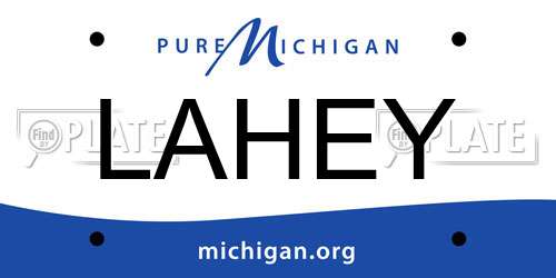 LAHEY Michigan License Plate
