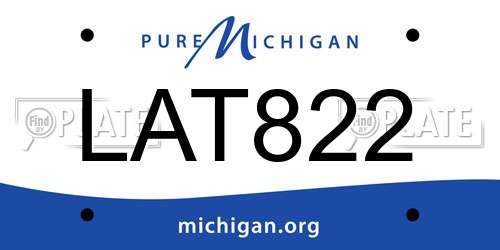 LAT822 Michigan License Plate