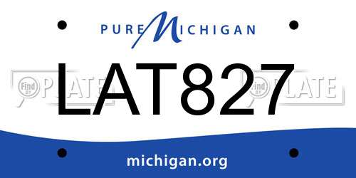 LAT827 Michigan License Plate