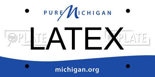 LATEX Michigan License Plate