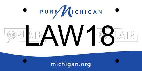 LAW18 Michigan License Plate