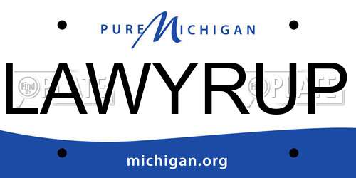 LAWYRUP Michigan License Plate