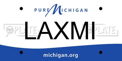 LAXMI Michigan License Plate