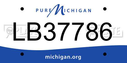 LB37786 Michigan License Plate